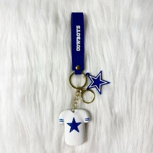 125. 🐣 Cowboys Cooper Blue and White Star Keychain with Wristlet Strap